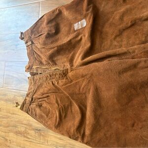 Evan Davies Brown Suede Skirt with Satin Lining